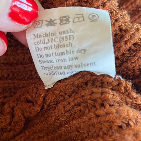 Loose Fit Pullover Fall Mock Turtleneck Rust Sweater Womens Sz S - Picture 7 of 7